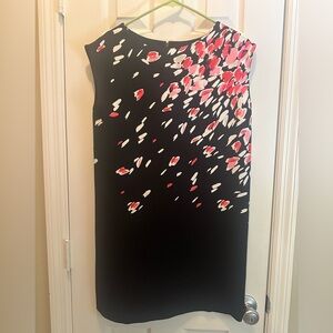LOFT Black Dress with Pink and White Accents -Small Petite NWT